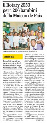 Il Rotary 2050 per i 206 bambini della Maison de Paix
