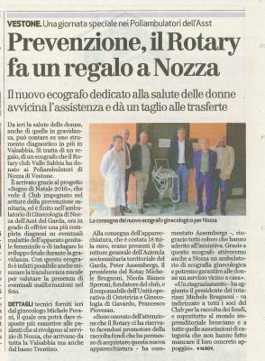 Prevenzione, il Rotary fa un regalo a Nozza