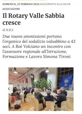 Il Rotary Valle Sabbia cresce