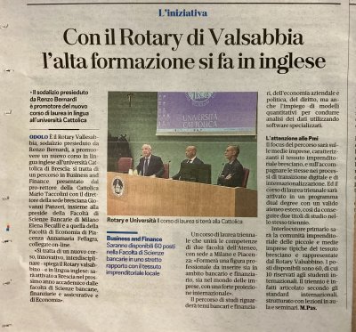 Con il Rotary di Valsabbia l’alta formazione si fa in inglese